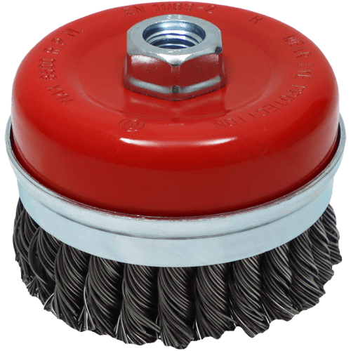 WIRE CUP BRUSH KNOT 100 X 5/8 BSW HAWK - 0.80MM WIRE- THREAD BSW 5/8"