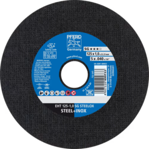 CUT OFF S/S 125X1.0X22 SG PFERD - S/STEEL. SG = HIGH PERFORMANCE